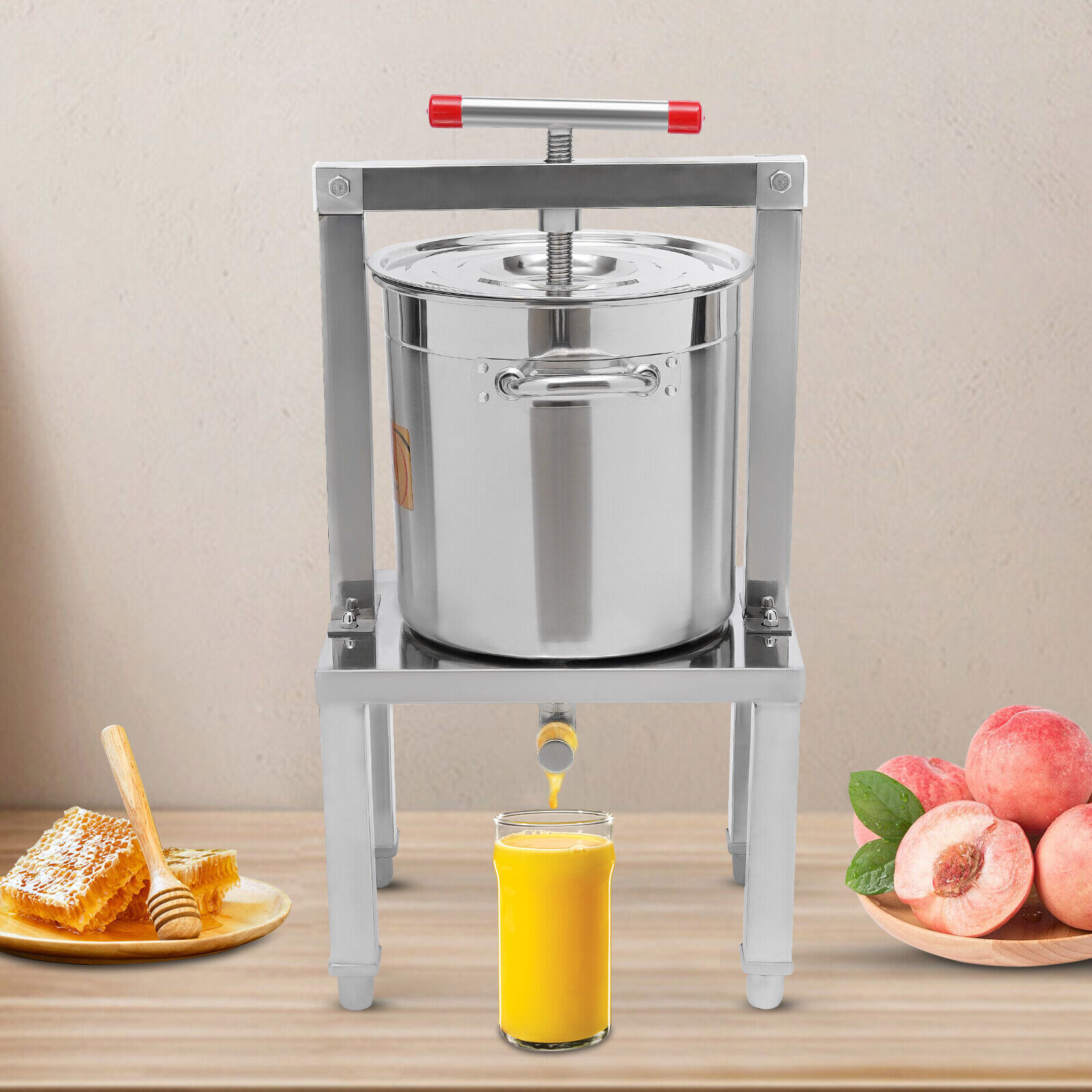 13.25L Fruit Press Honey Presser Stainless Pressing Plate Cider Wine Press New
