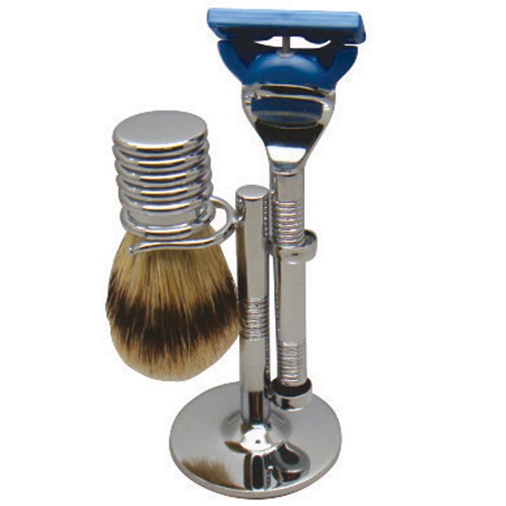 Comoy Fusion Shave Set with Bristle (Chrome)