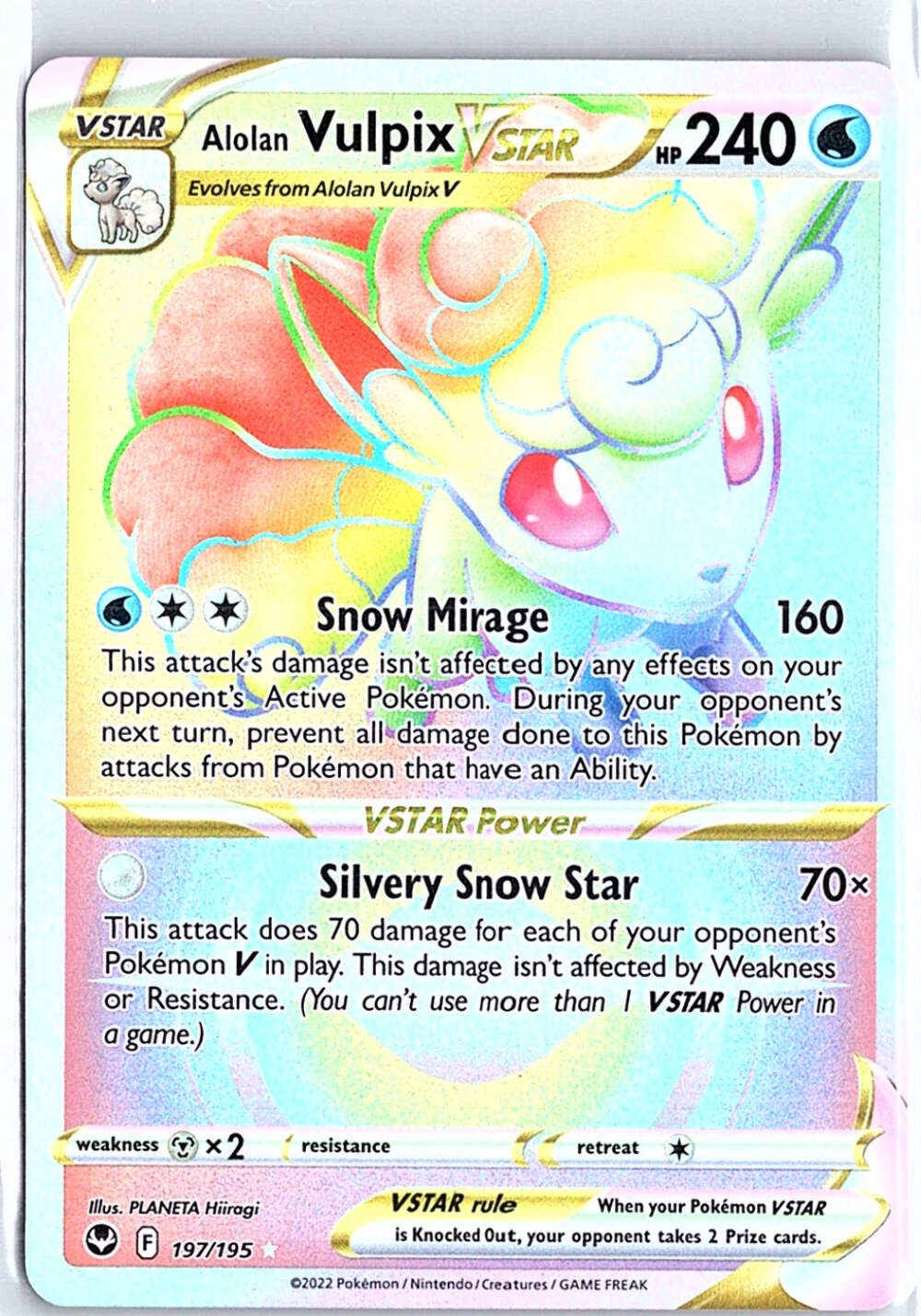 Alolan Vulpix VSTAR (Secret) Secret Rare SWSH12: Silver Tempest 197/195 NM