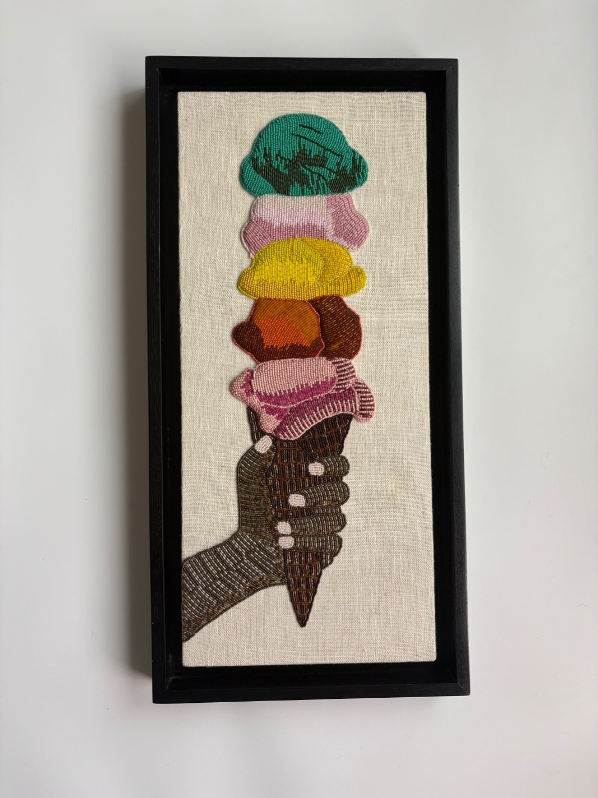 JONATHAN ADLER Ice Cream Beaded Framed Wall Art discontinued Pop Art Rare