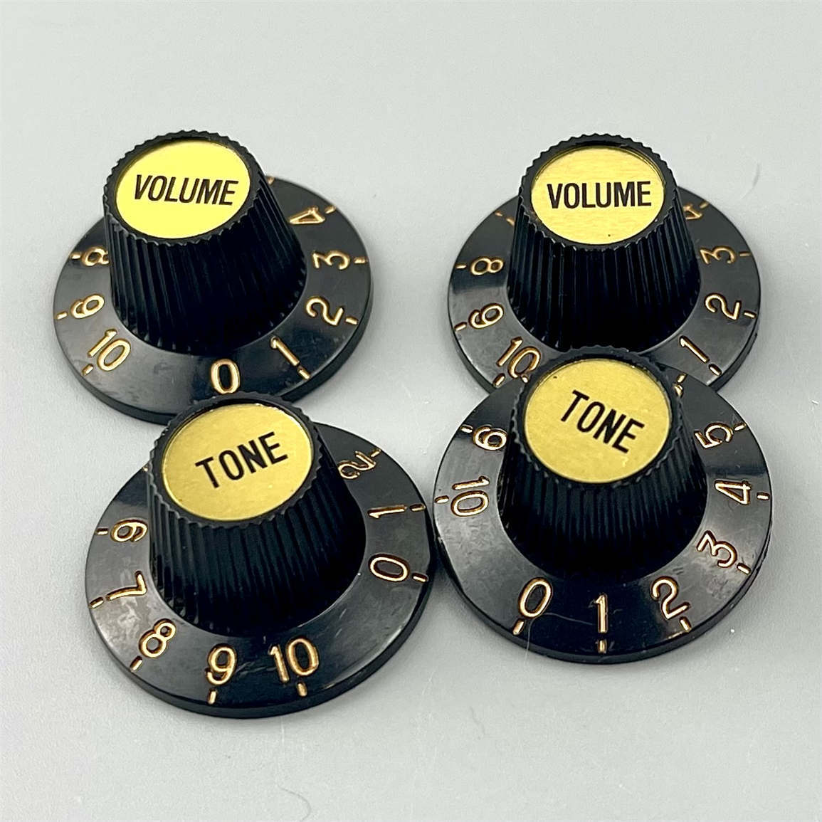 Black W/ Gold Witch Hat AMP Black & Gold Skirted Volume Tone Control Knobs