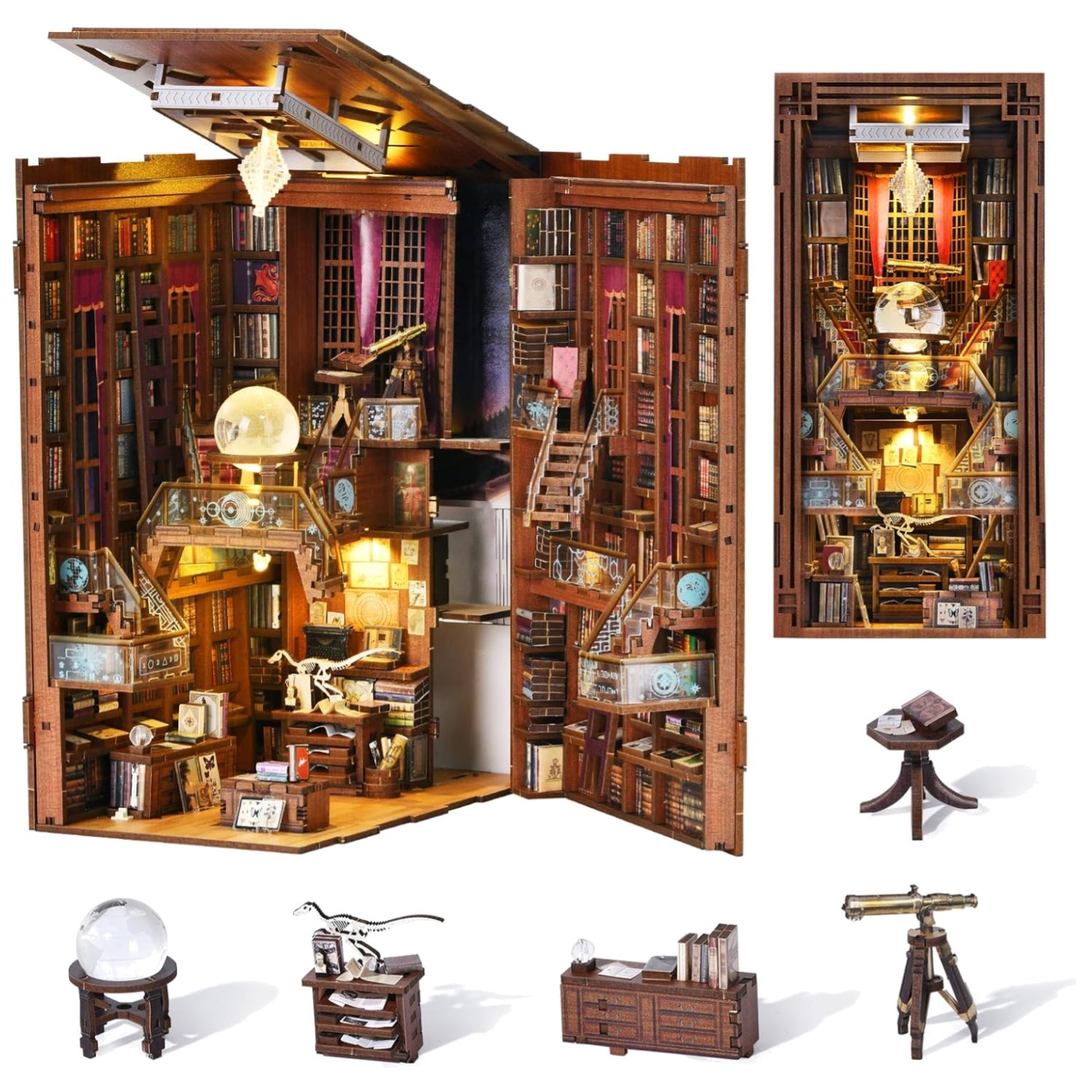 Beyond Library DIY Book Nook Kit - Artistic 3D Bookshelf Insert with LED