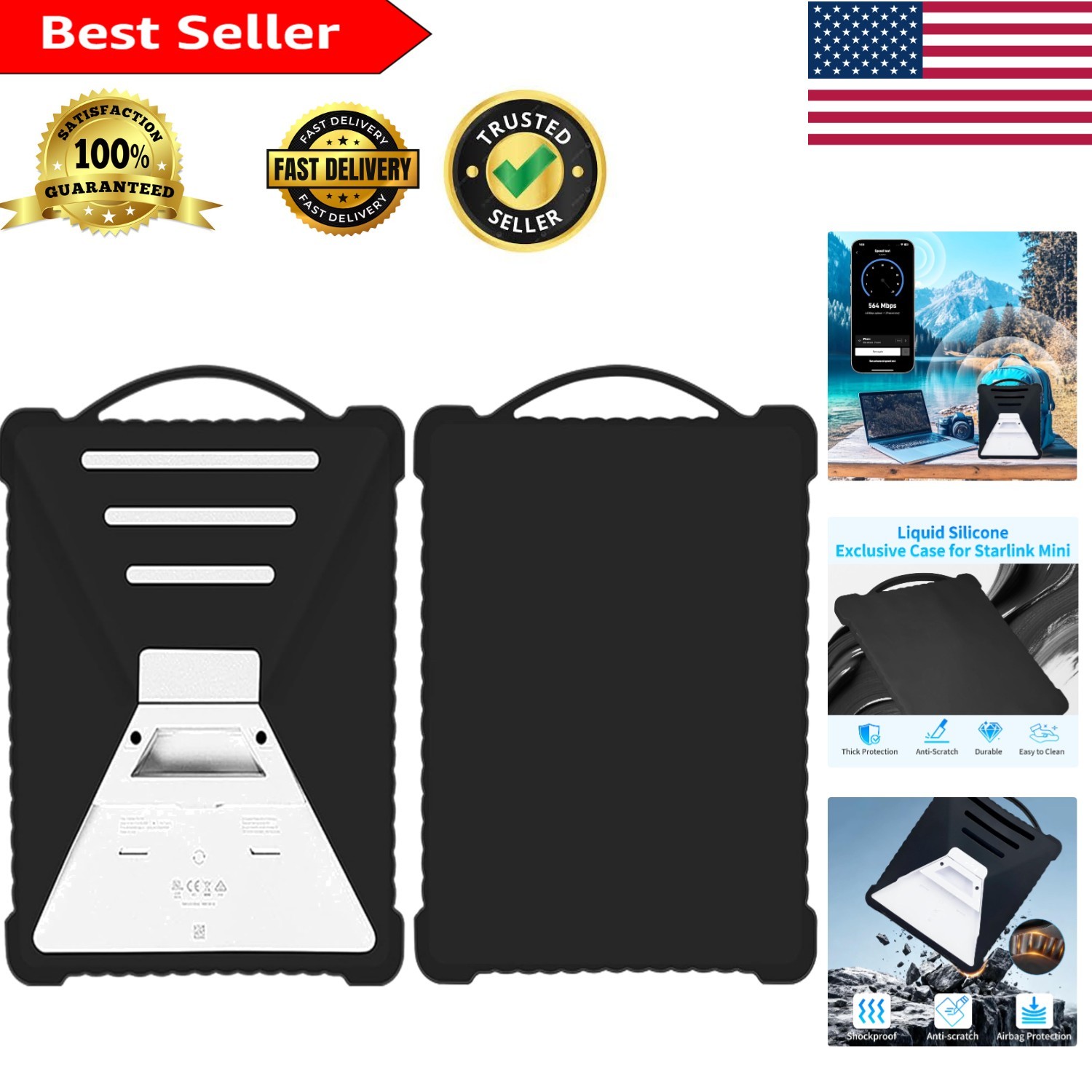 Matte Black Starlink Mini Liquid Silicone Case - Ultimate Satellite Protection