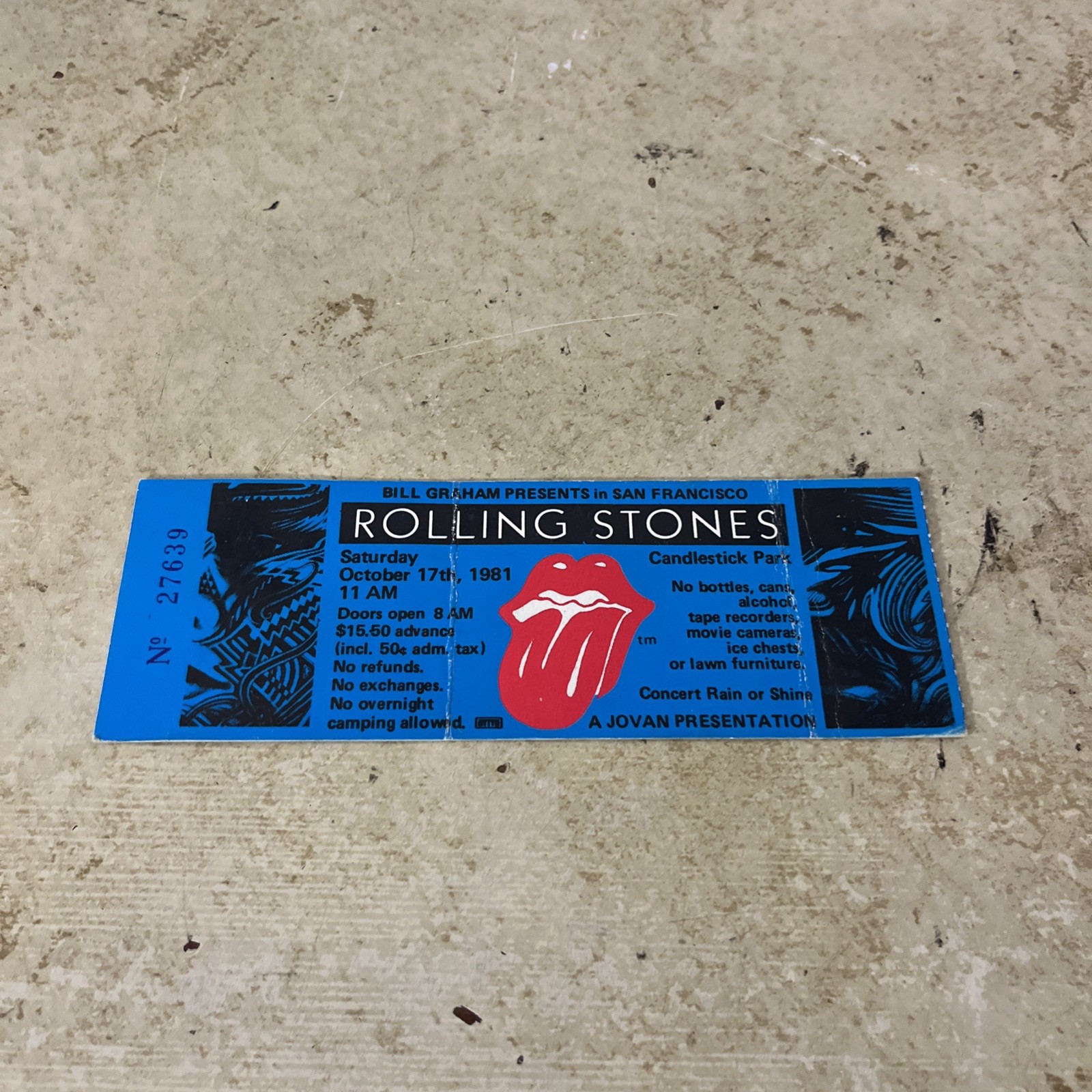 The Rolling Stones Full ticket Stubs 1981 Candlestick Park OCT 17Th