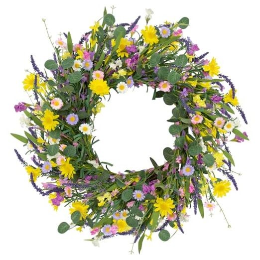  Spring Wreath 22" Spring Wreaths for Front Door Artificial Summer Multicolor-1