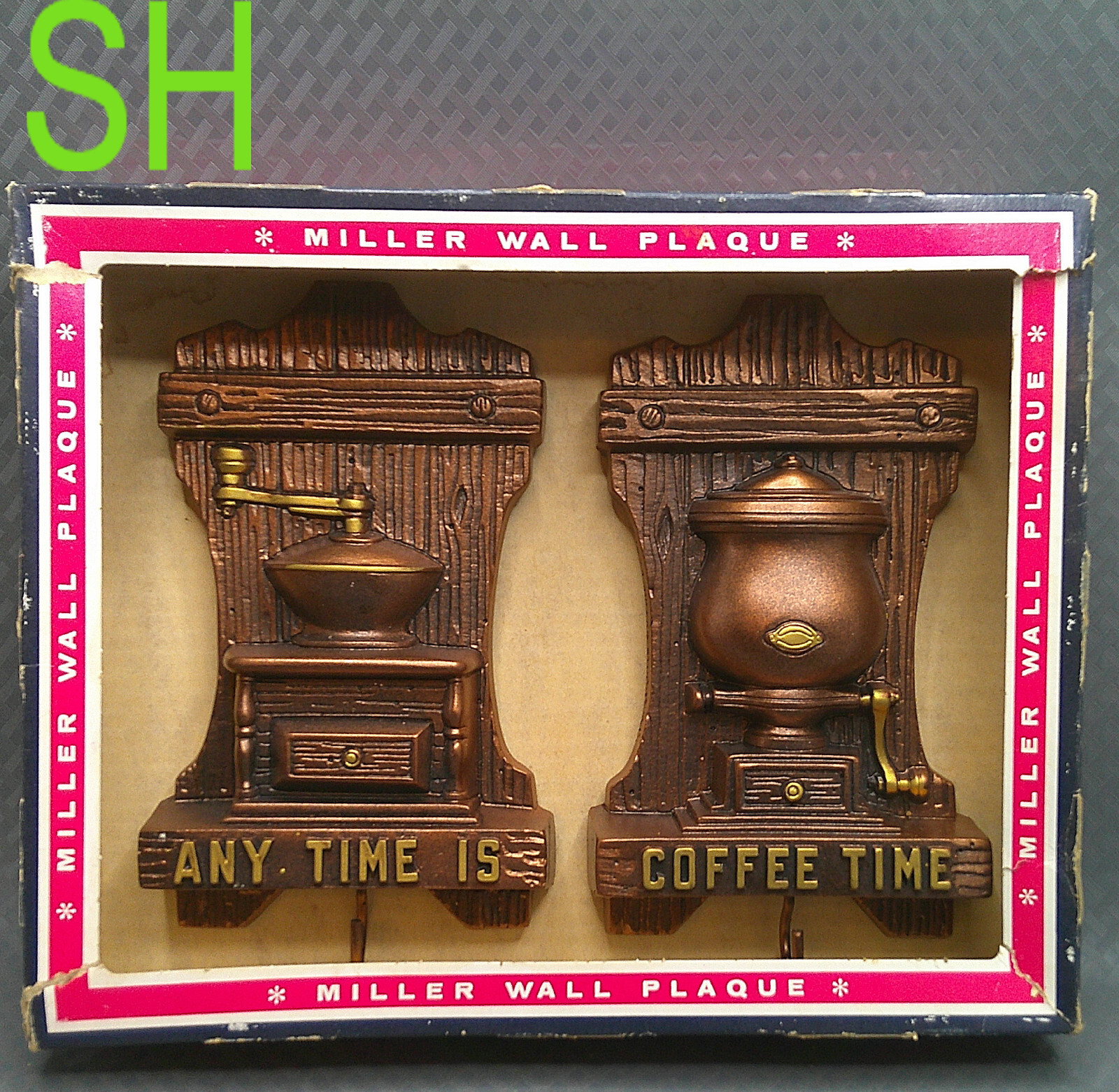 Vintage 1970s Miller Wall Plaque Any Time Is Coffee Time M37 Cup Mug Holder Hook