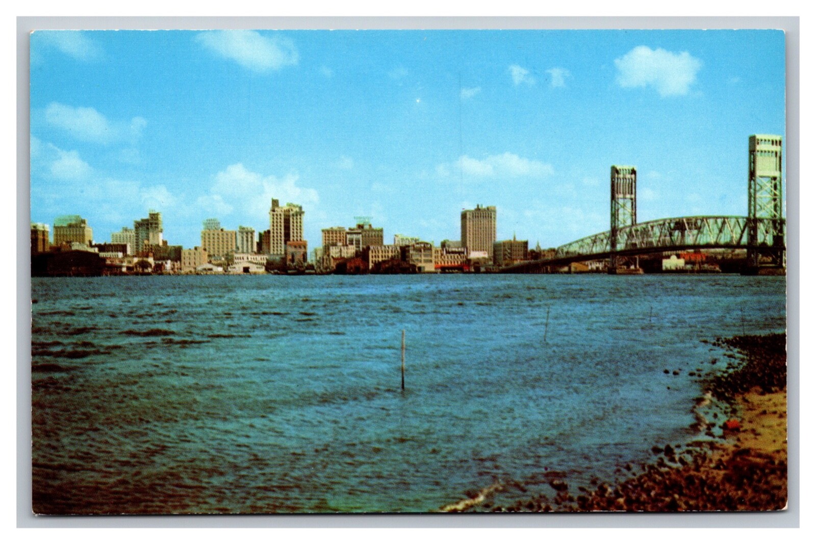 Jacksonville FL Florida Skyline Showing Main Street Bridge Chrome Postcard