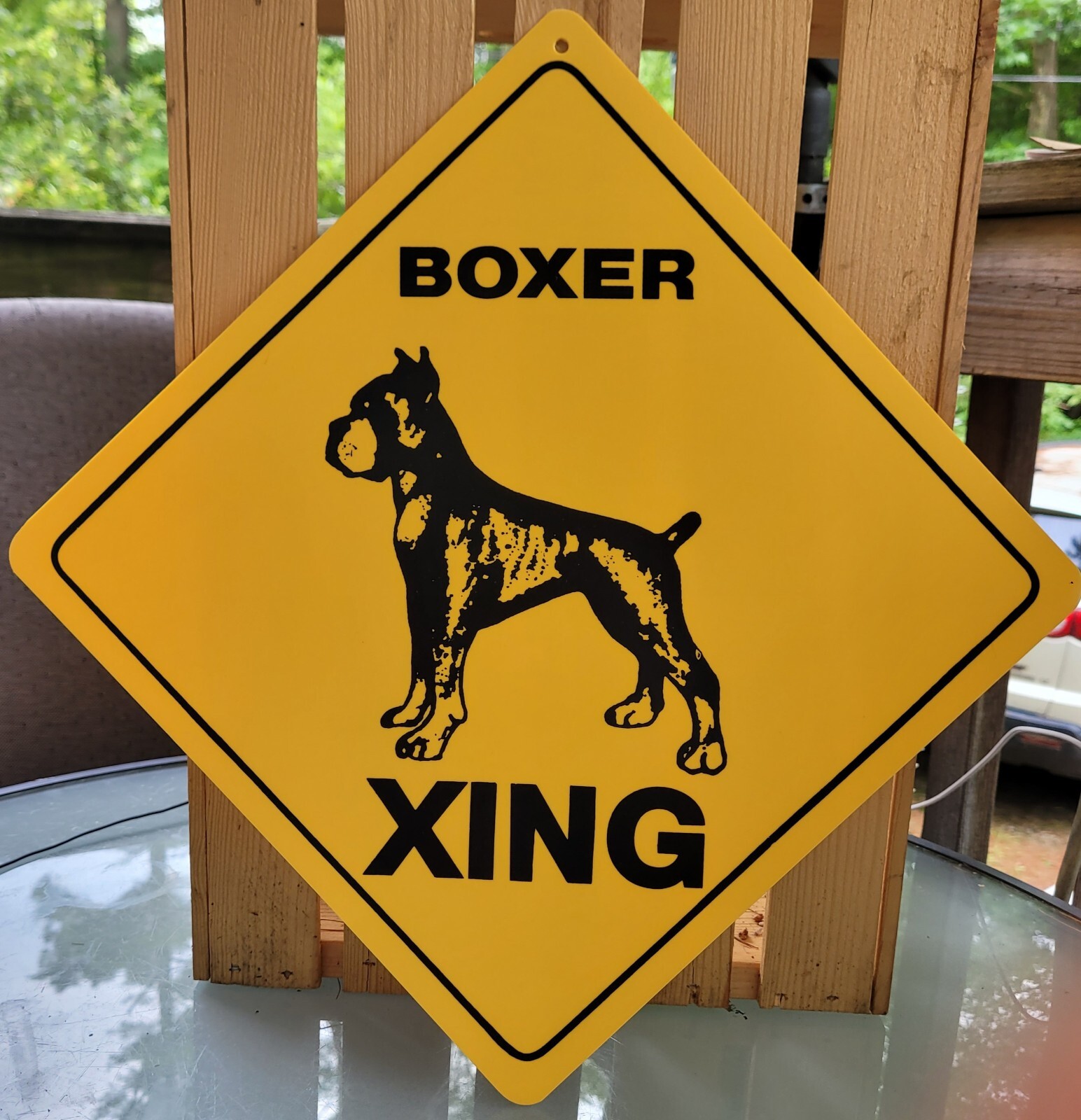Boxer Crossing Warning Xing Symbol Yellow Road Sign 12"x12"