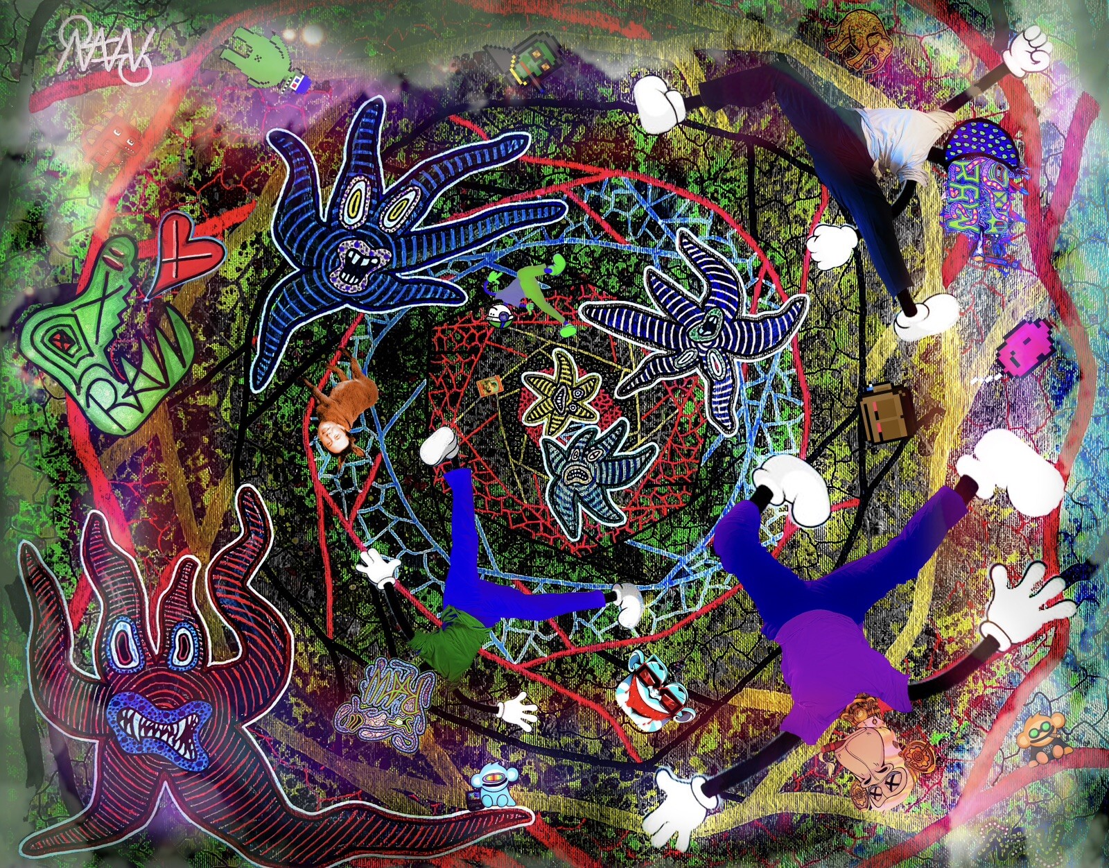 RAW HEADs #179 Wormhole Mfers 1of1 Digital Street Art Brut by RabidArtWork