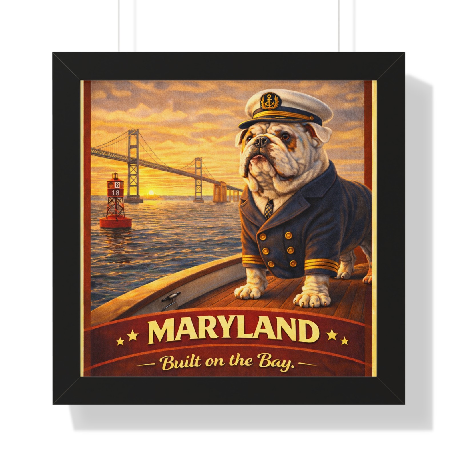 Maryland Bulldog Captain Framed Poster | Nautical Bay Art