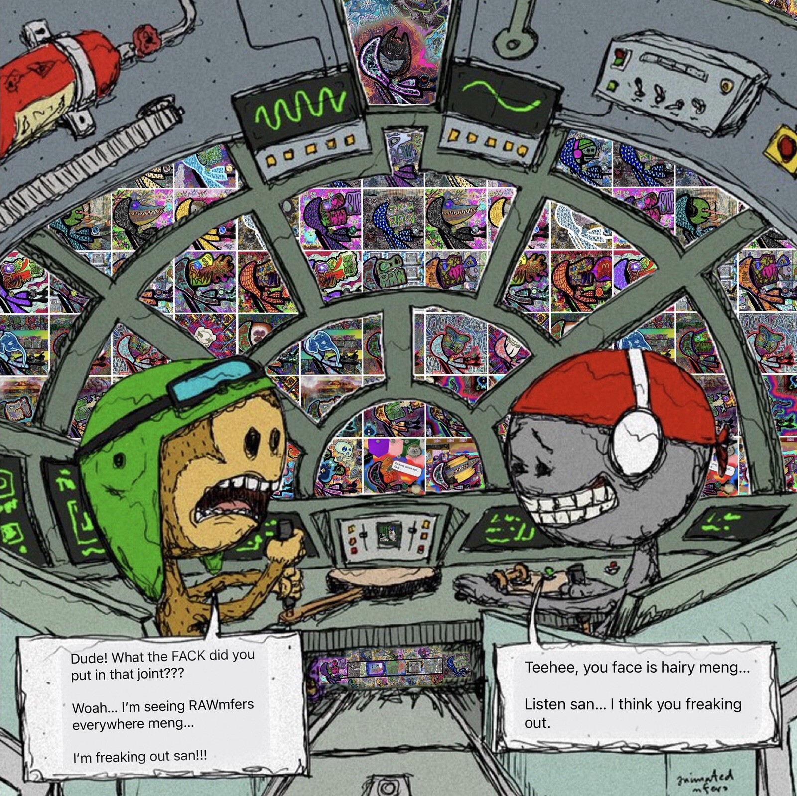 RAW HEADs #128 Freaking Out… Mfer 1of1 Digital Street Art Brut by RabidArtWork