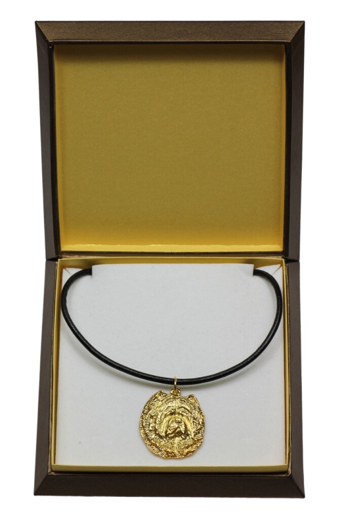 Chow Chow - Dog Collar In Gift Box, Gold-Plated Pendant For Dog Lovers