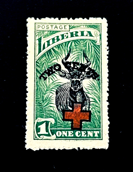 LIBERIA Stamp - 1918 Bongo Overprint Red Cross Semi Postal Sn B3 MHR r12