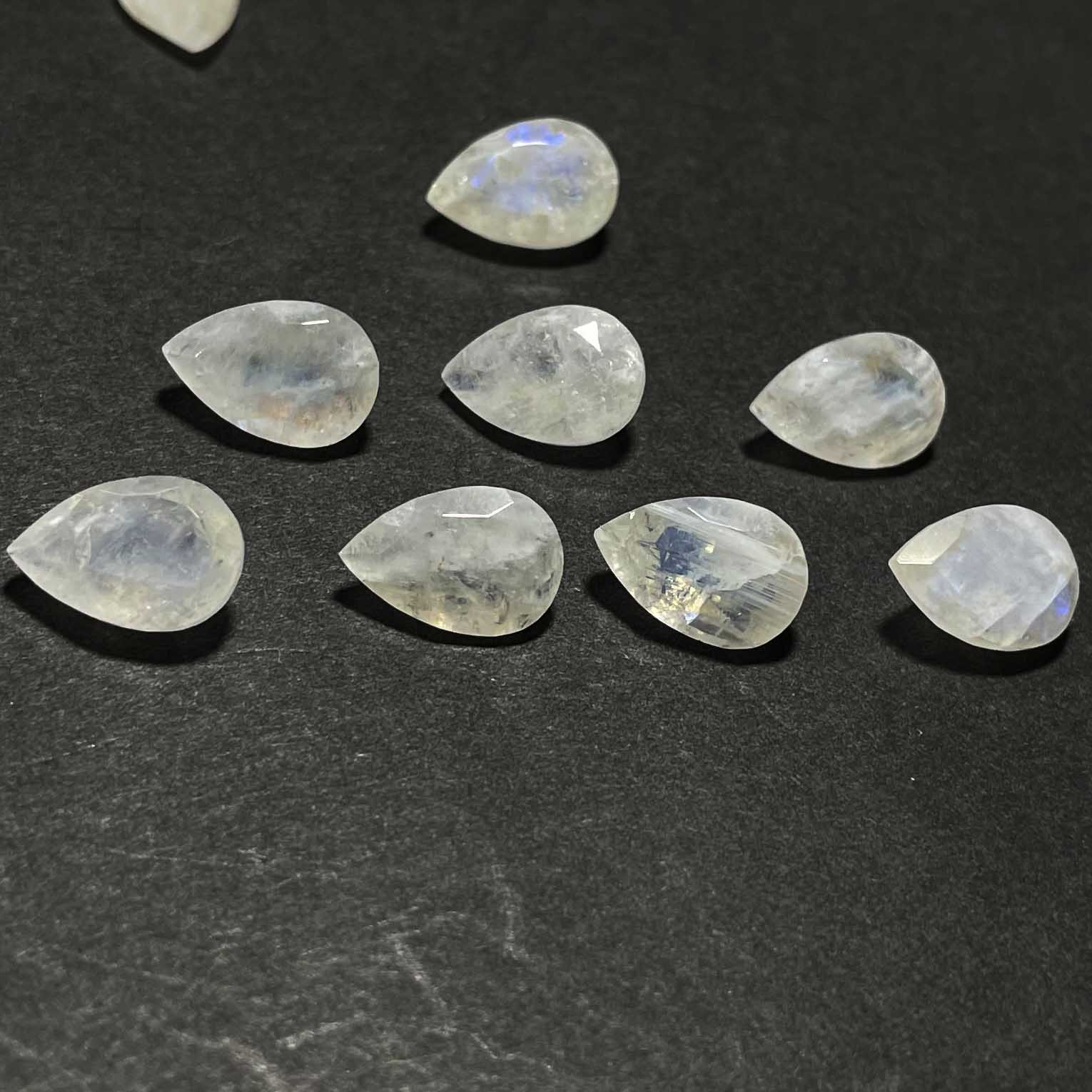 Natural Rainbow Moonstone Pear Cut Loose Gemstone Lot 31 Pcs 8*12 MM 87 CT