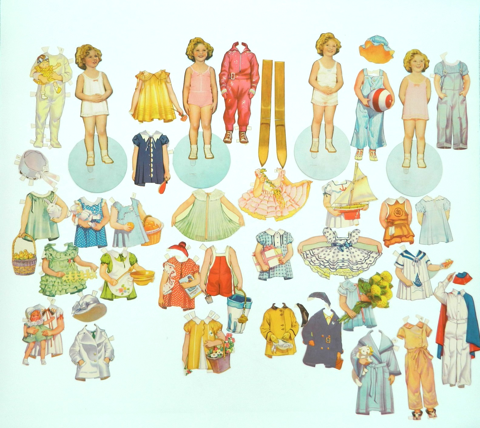 ORIGINAL SHIRLEY TEMPLE Vintage paper dolls 1940s Characters Clothing plus EXTRA