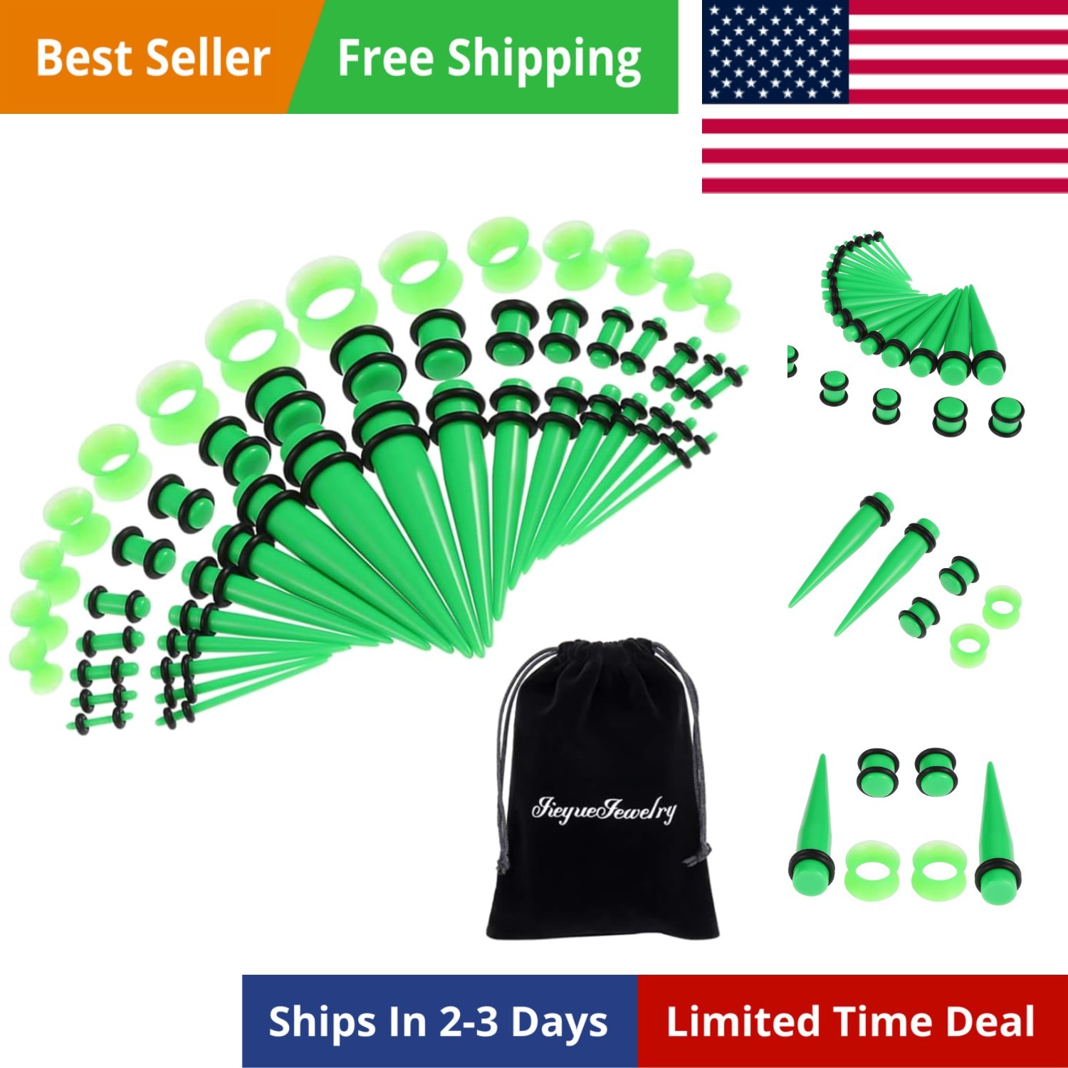 50/54 Pieces Ear Stretching Kit 14G-00G Acrylic Tapers and Plugs + Silicone T...