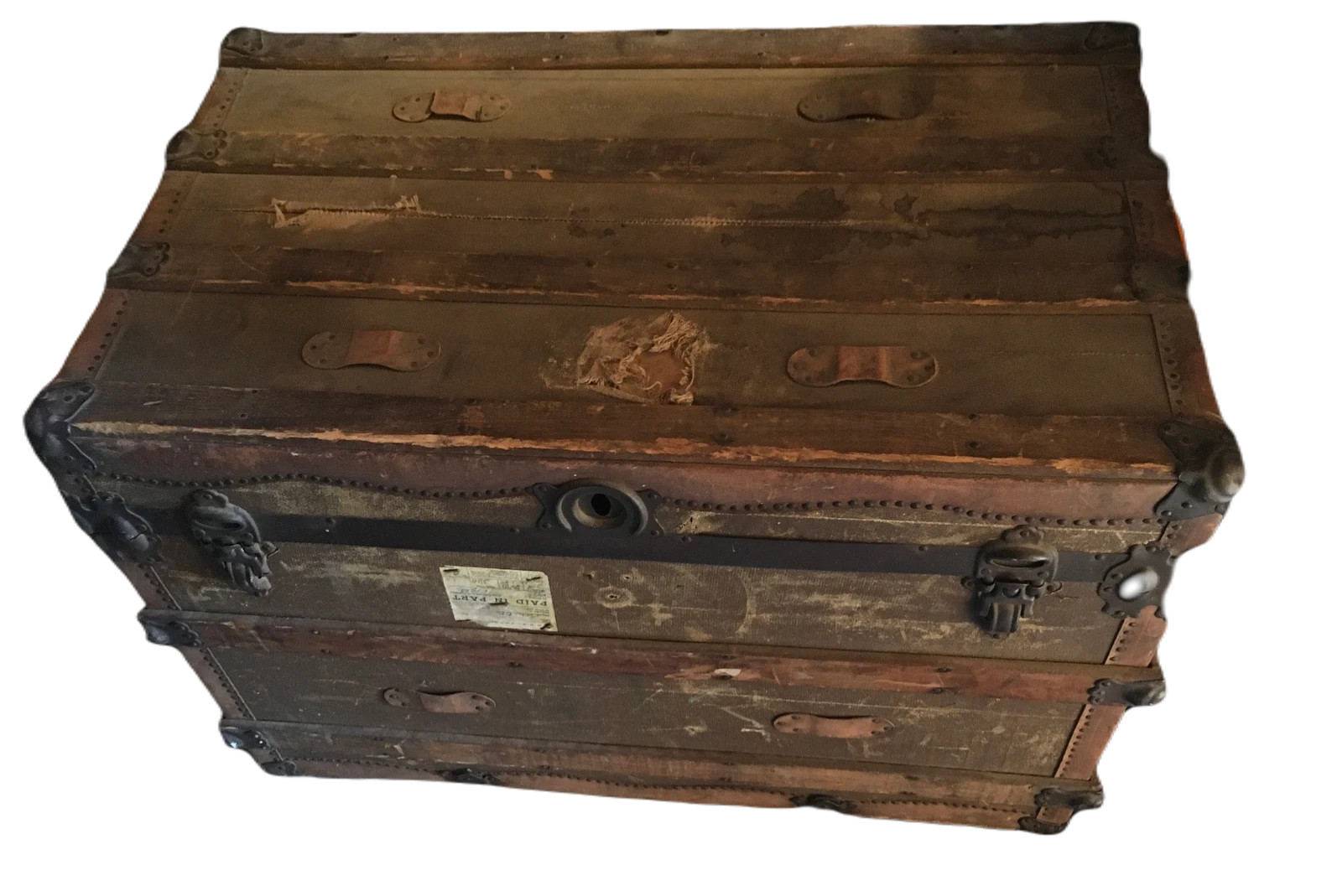 Antique Steamer Trunk Brown Coffee Table Storage Chest Box SHIPPING AVAILABLE
