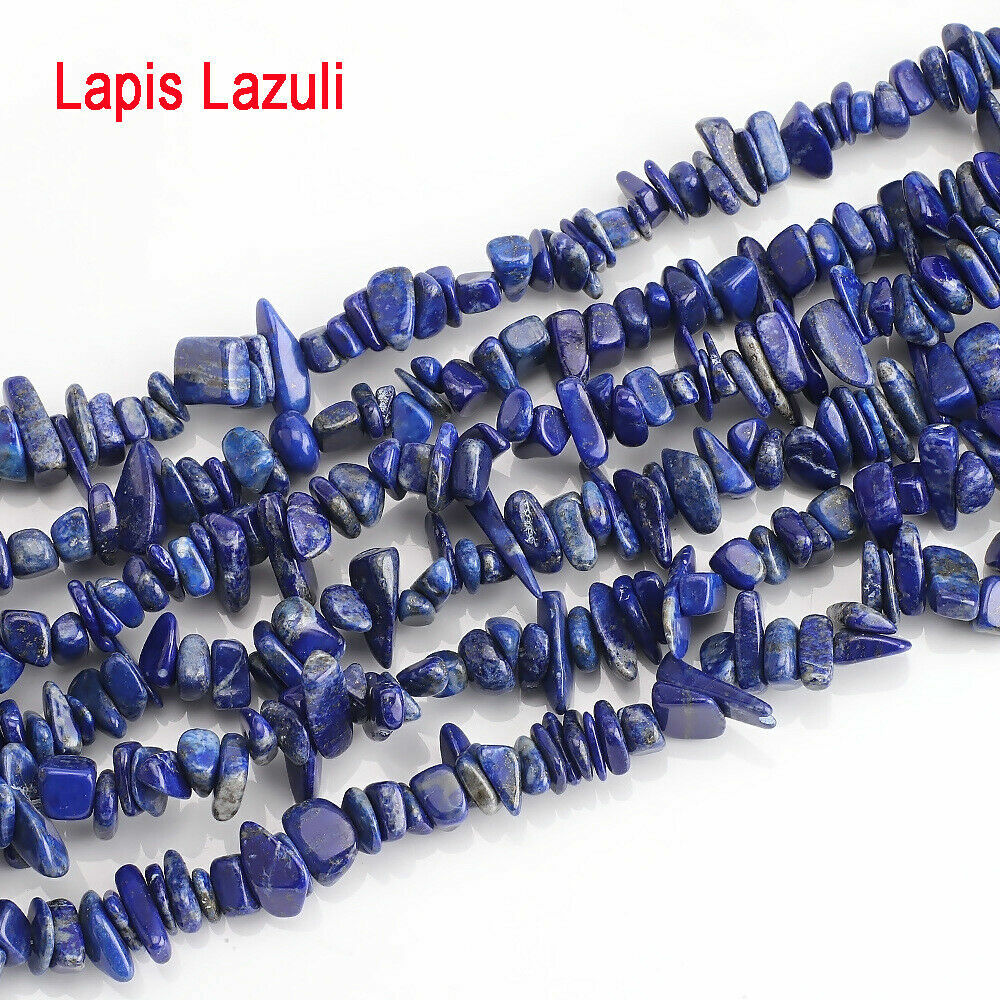 10 String（10X34"）Lapis Lazuli Natural Gemstone Chips Beads Jewelry Making 5-8mm