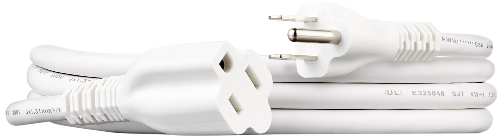 Amazon Basics Extension Cord Outlet Extender 3 Prong 13A 125V 6ft White