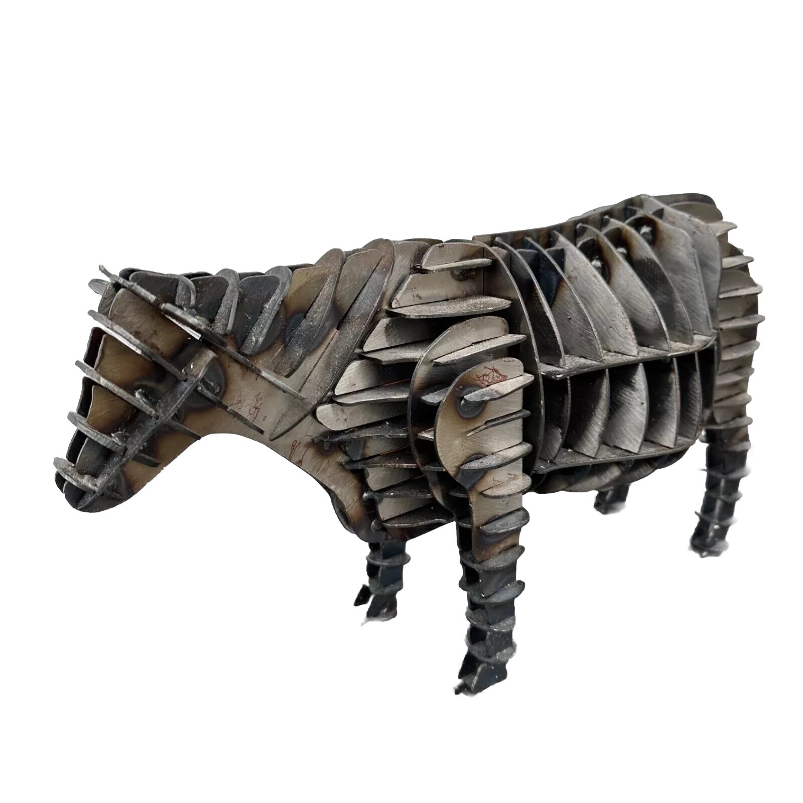Welded Metal Art Studio Bull Cow 18” x 9”