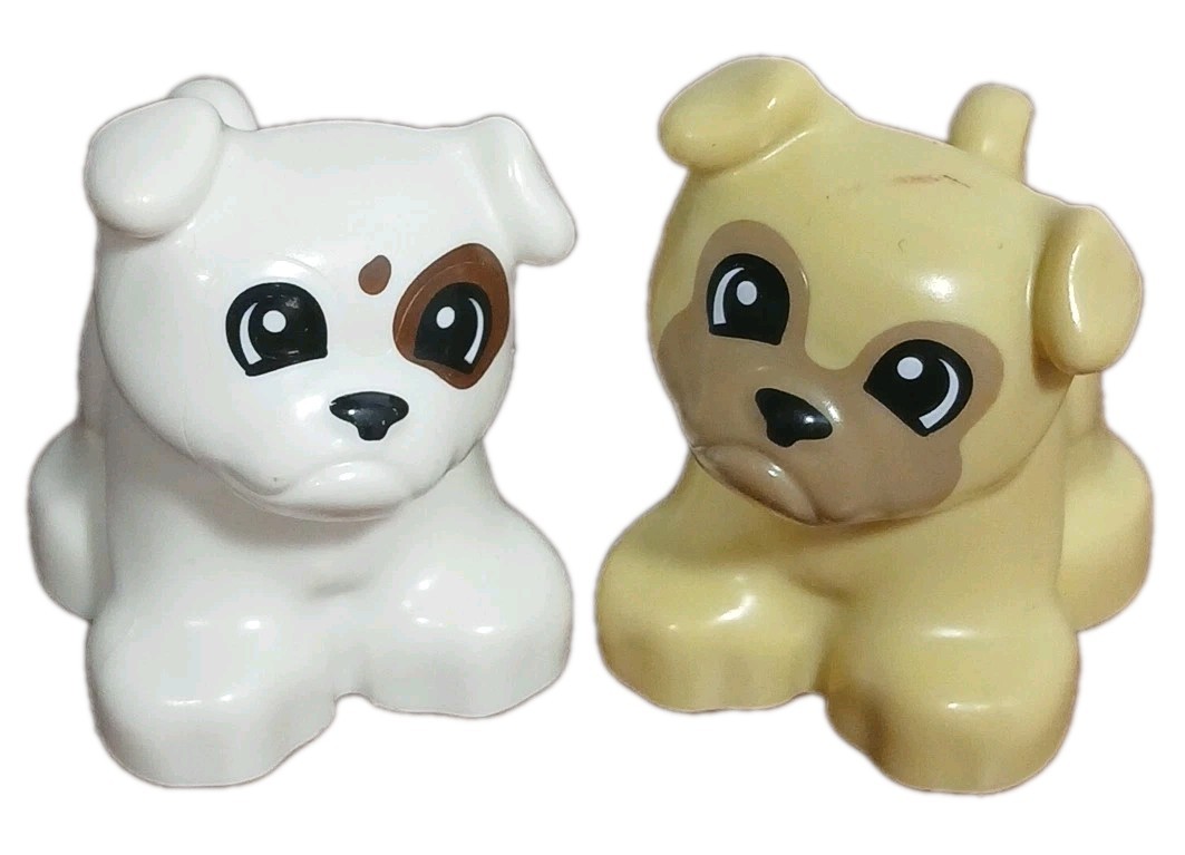 Lego Duplo Dogs Tan Puppy & Bulldog Lot Of 2 
