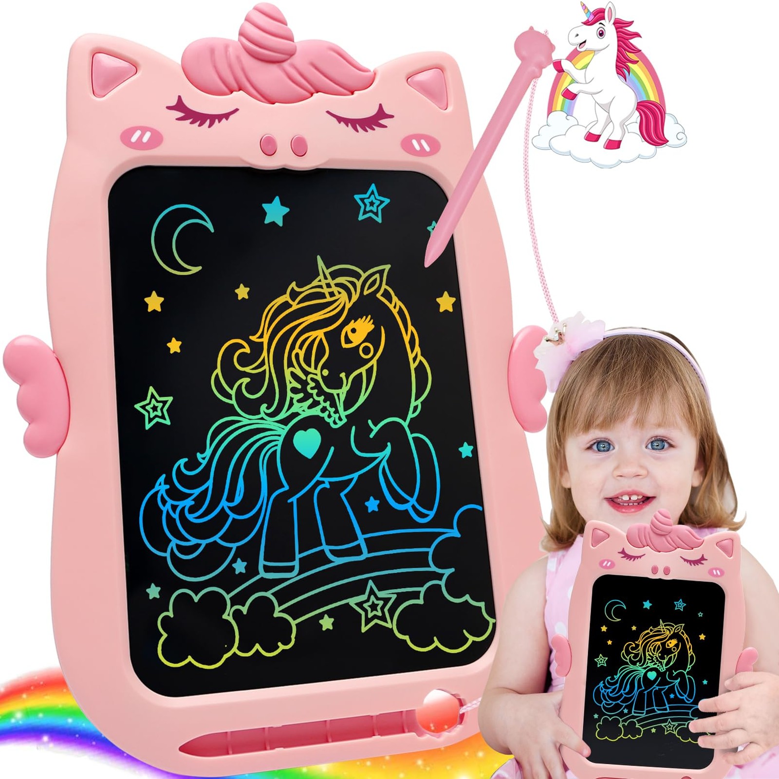 Toys for 1 2 3 Year Old Girl Gifts,10IN Writing Tablet 8"W x 11.4"H, Pink 