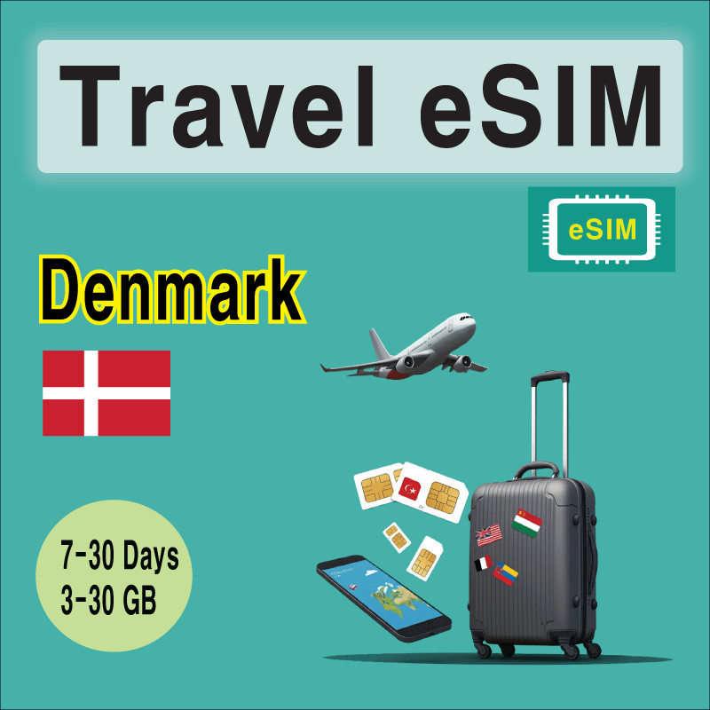 [eSIM] Denmark Travel SIM Card, 7-30 Days, 3-30GB, QR Code, Fast Delivery