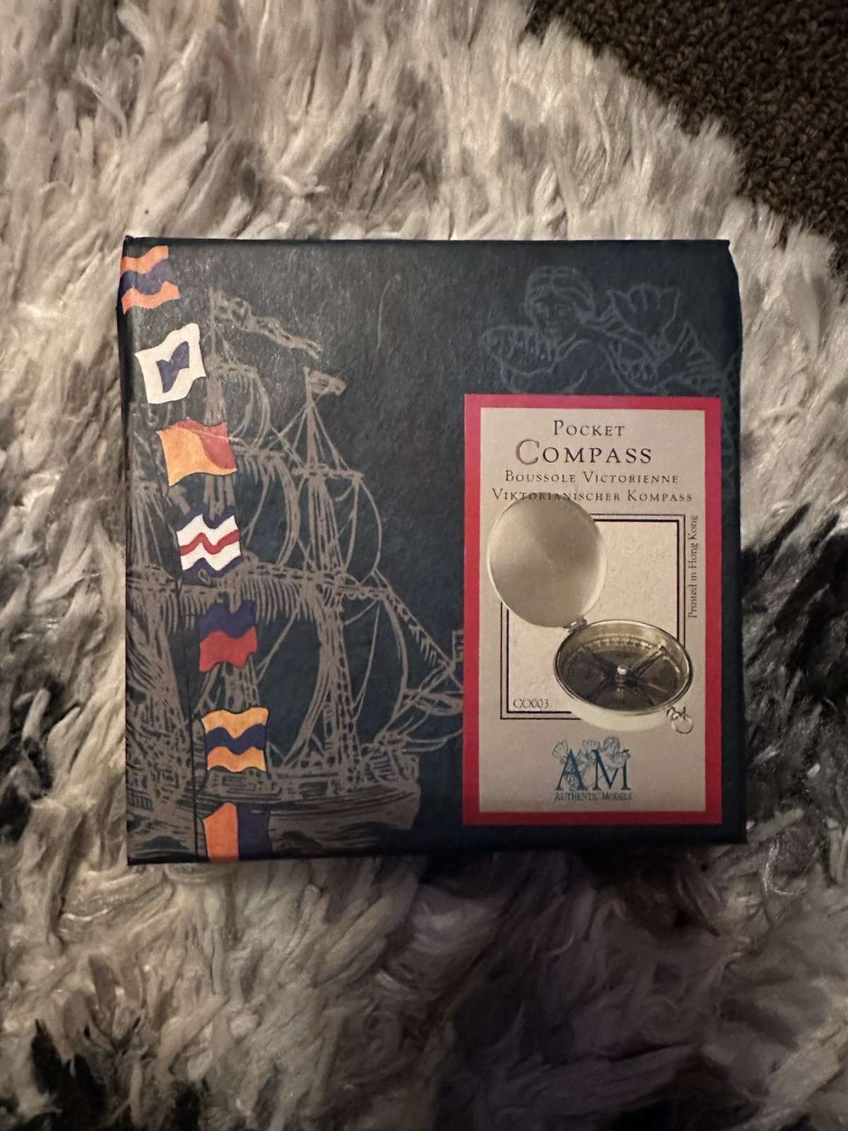 VINTAGE-Brass Pocket Compass a la maison - 0RIGINAL BOX