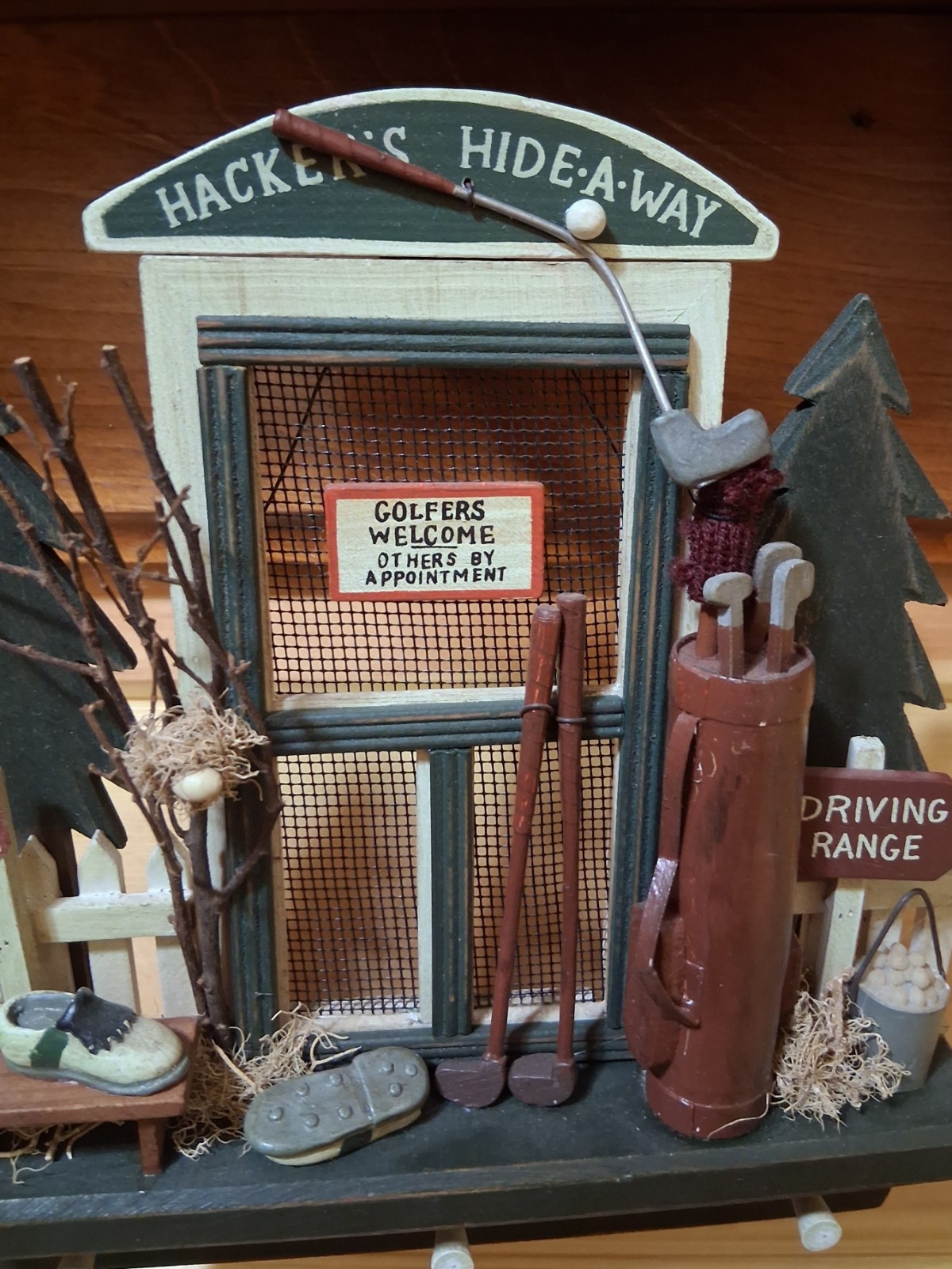 Rustic Golf Theme 'Hacker's Hide-A-Way'  Wood Metal Wall Key Hook