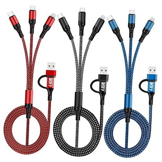 Travel Essentials, USB C Multi Charging Cable[3Pack 4ft] 6 in 1 USB A/C to USB 