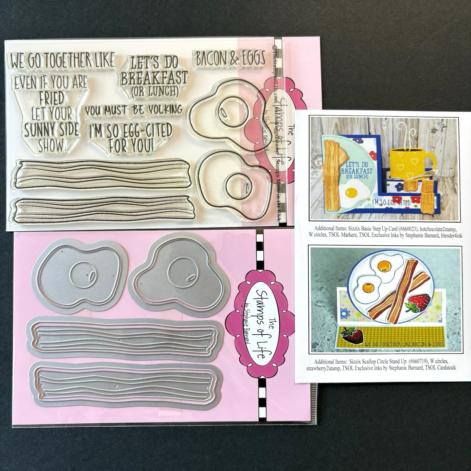 Stamps Of Life Bacon & Eggs Stamps & Metal Cutting Die Set UM Clear Egg-cited