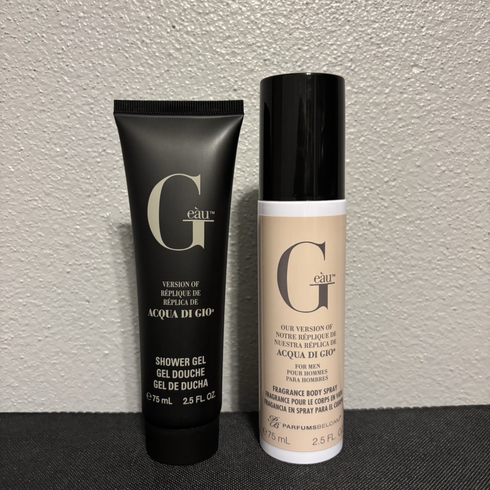 G Eau Fragrance Body Spray 2.5 oz ~G Eau Shower Gel 2.5 fl Oz New