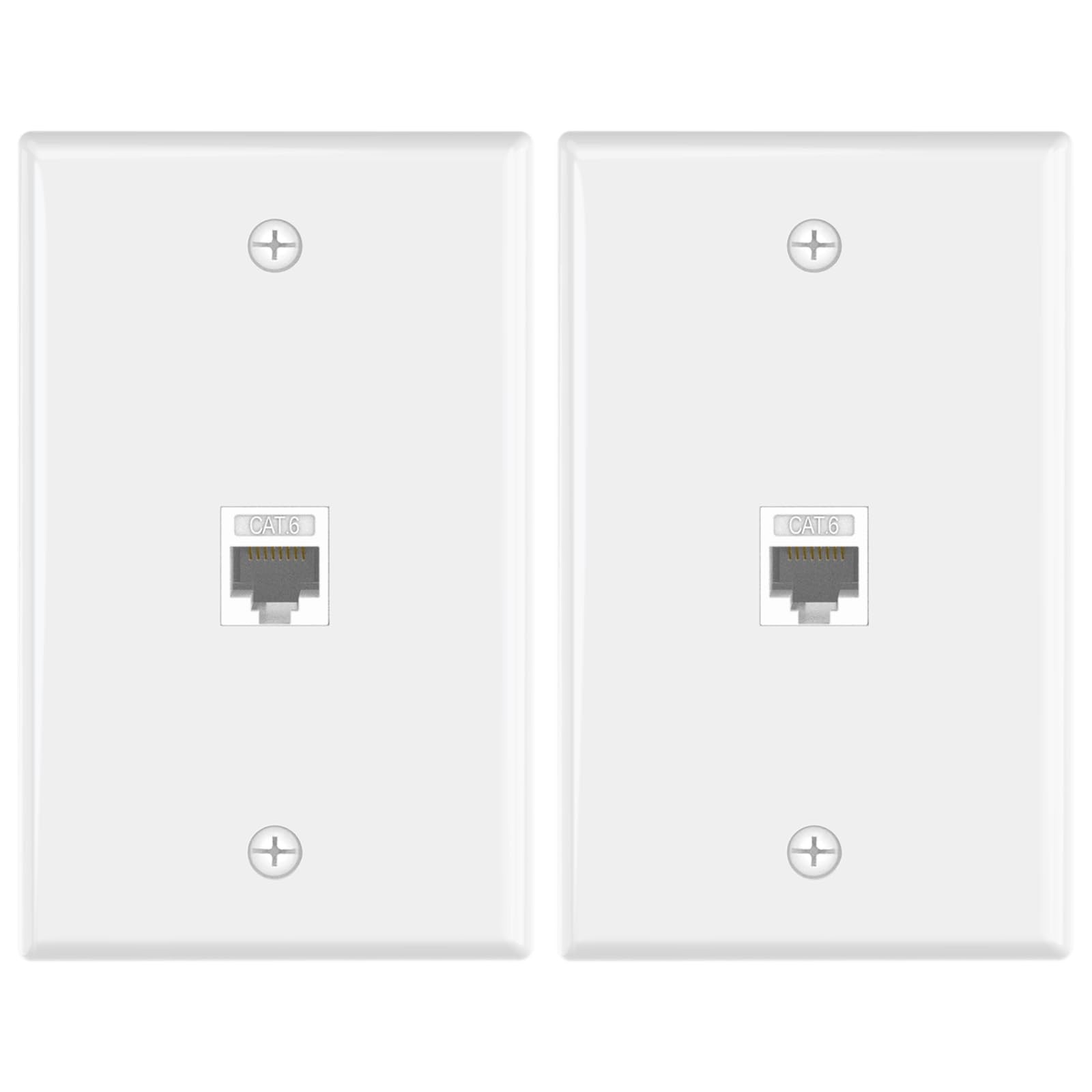 VCE Ethernet Wall Plate (UL Listed), 1-Port 4.48 × 2.73 × 0.37 inches, White 