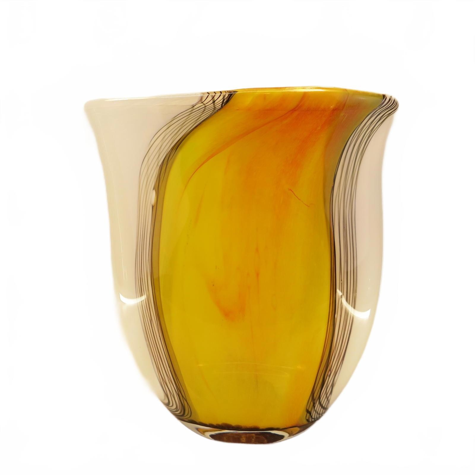 Hand Blown Danube Glass Vase by Krasnoyarsk Poland 13" Tall