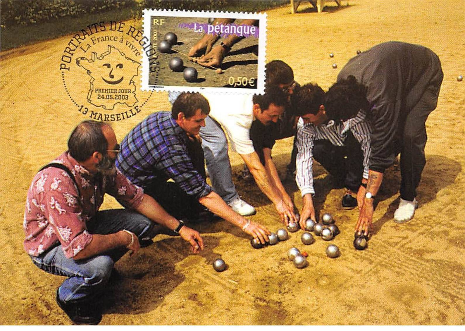 Maximum Card - FRANCE - COR13299 - 05/24/2003 - Petanque - Marseille Cachet