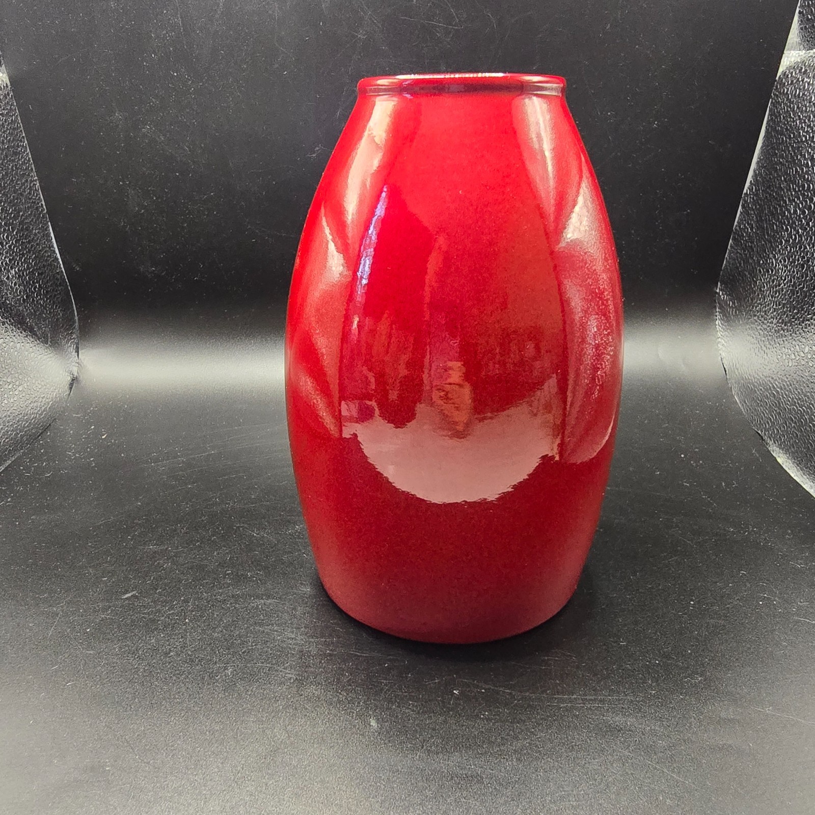 Scheurich Amano Oxblood Red 7" Torpedo Vase 629-18 German Art Pottery MCM Style