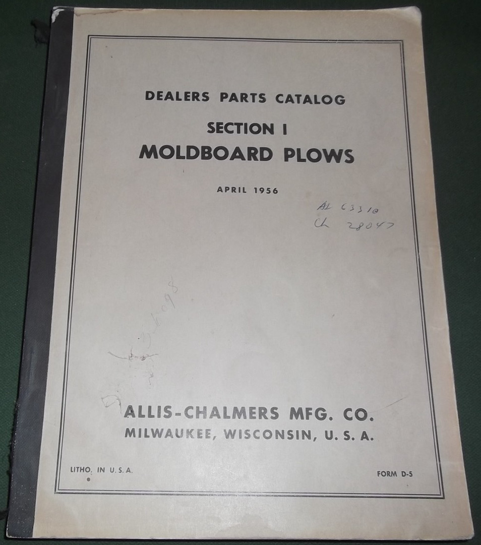 ALLIS CHALMERS MOLDBOARD PLOWS PARTS MANUAL BOOK CATALOG D-5
