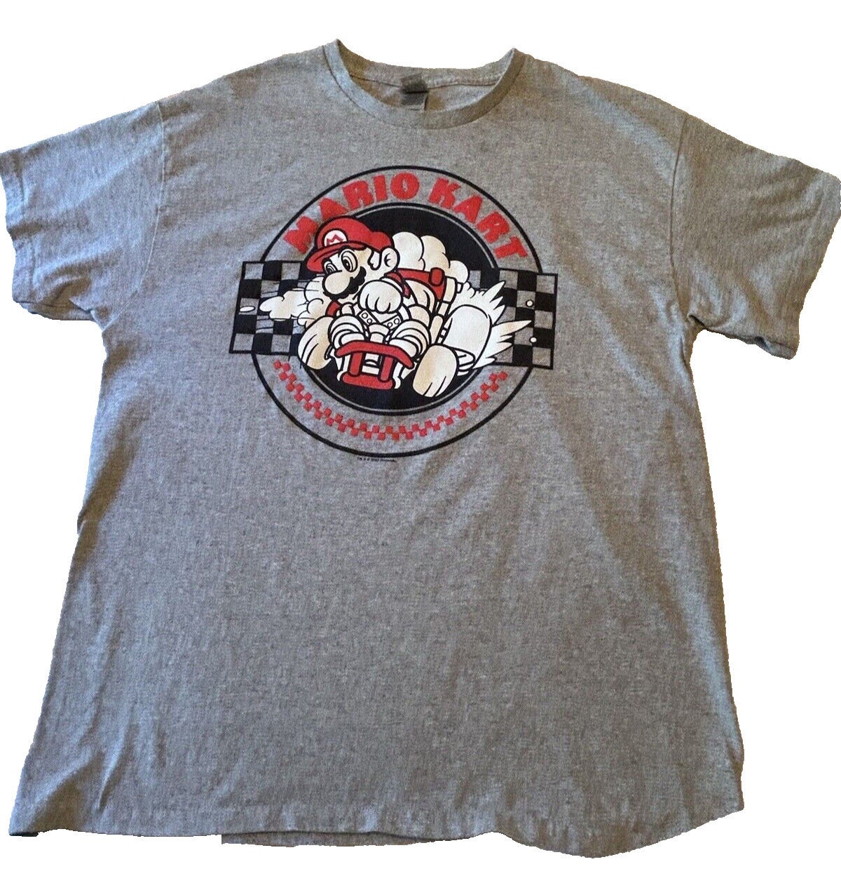 Nintendo Mario Kart Unisex Adult Grey Heather Graphic T-Shirt Size Large