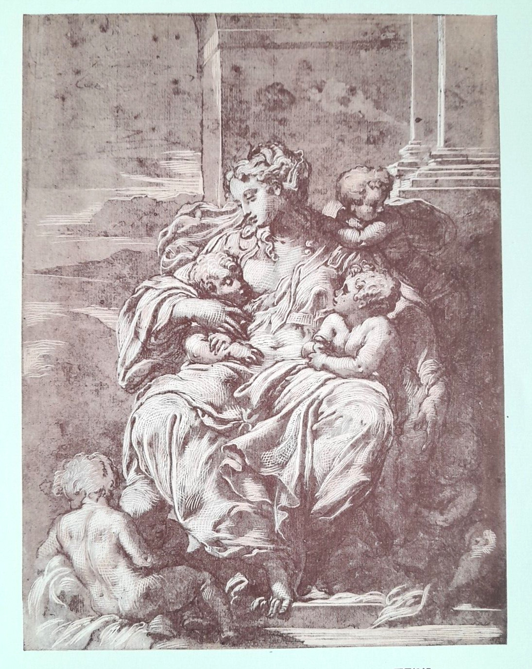 MADONNA & CHILDREN BY MICHAELANGELO : Litho Print of the Artwork C1903