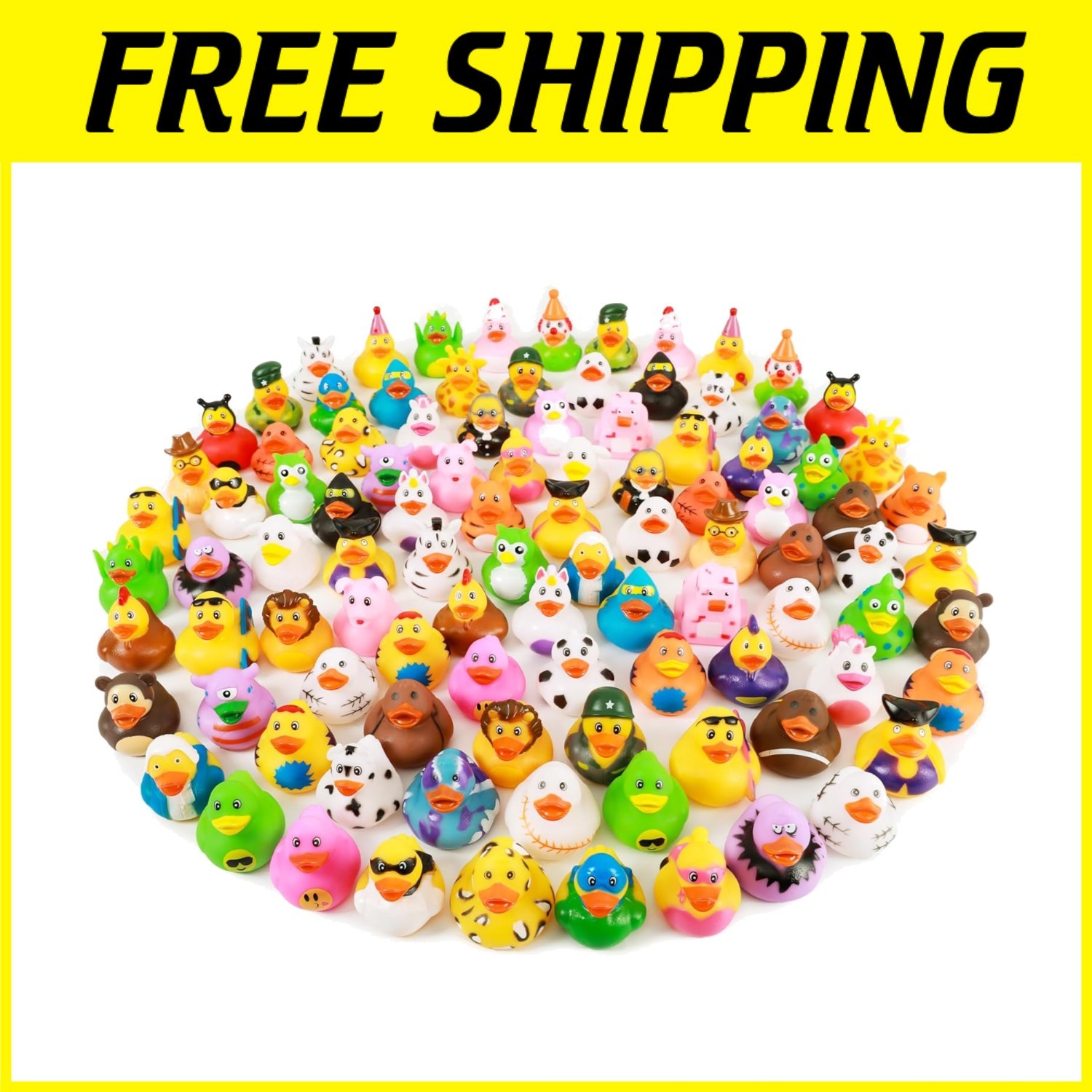 Mixed Rubber Duck Assortment for Kids - Set of 100