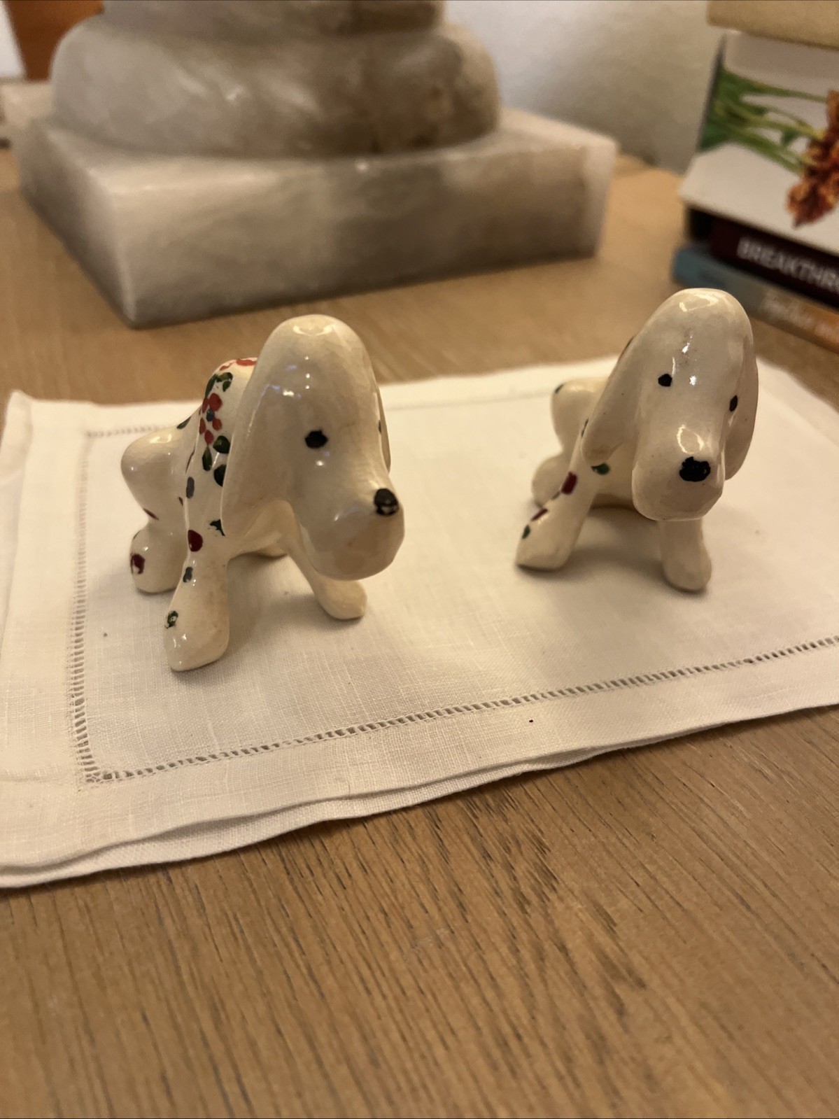 Vintage Set Of 2 Hound Dog Ceramic Figurines 3”