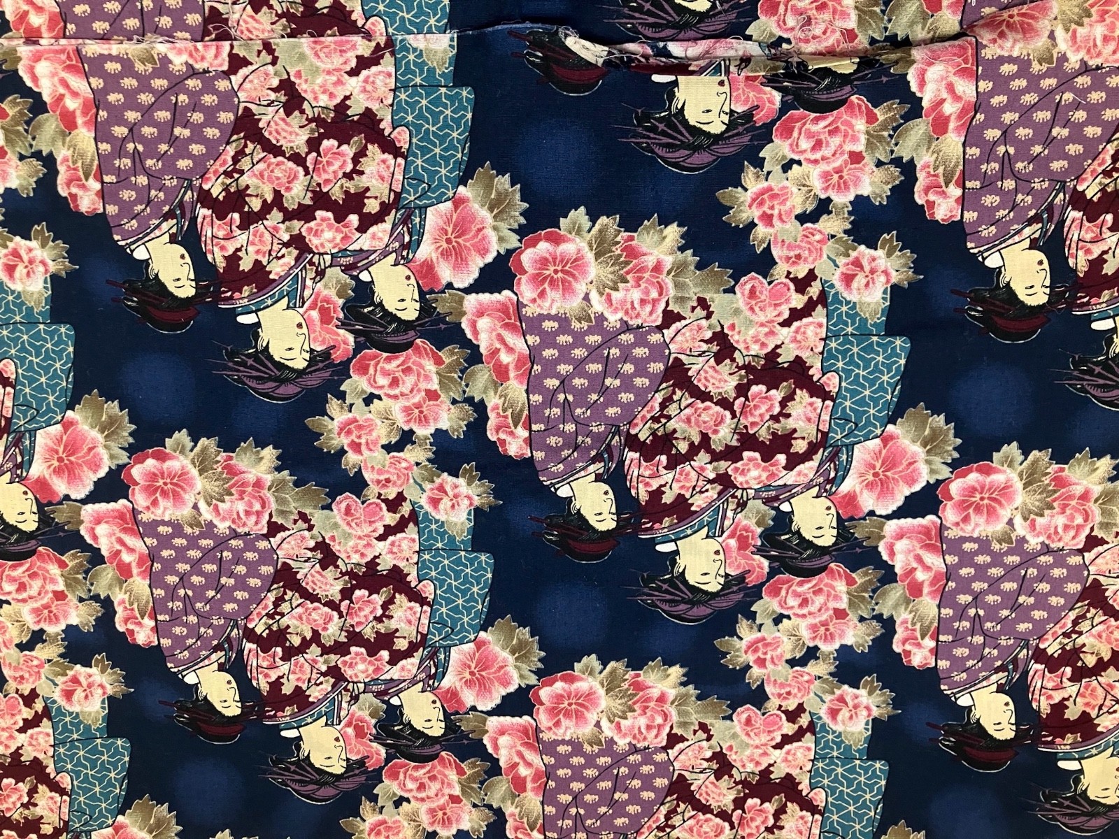 Kona Bay Fabrics Beautiful Japanese Geisha and Cherry Blossoms