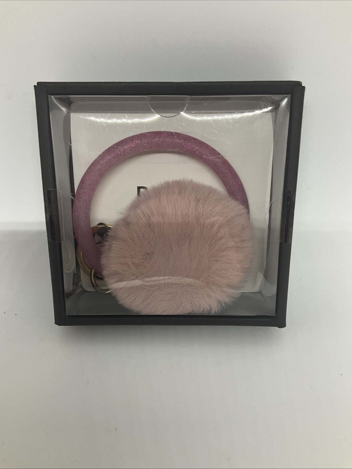 Damsel In Defense Pink Arm Candy Bracelet Keychain Fur Puff Wristlet Disable Pin