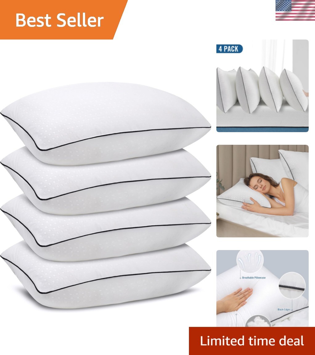 Standard Size Bed Pillows for Sleeping 4 Pack,Luxury Hotel Pillows,Comfortabl...