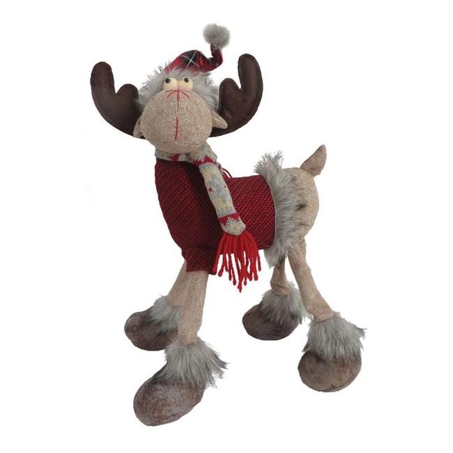 Santas Workshop 1948 16 in. Four Legged Country Moose Decor - Red