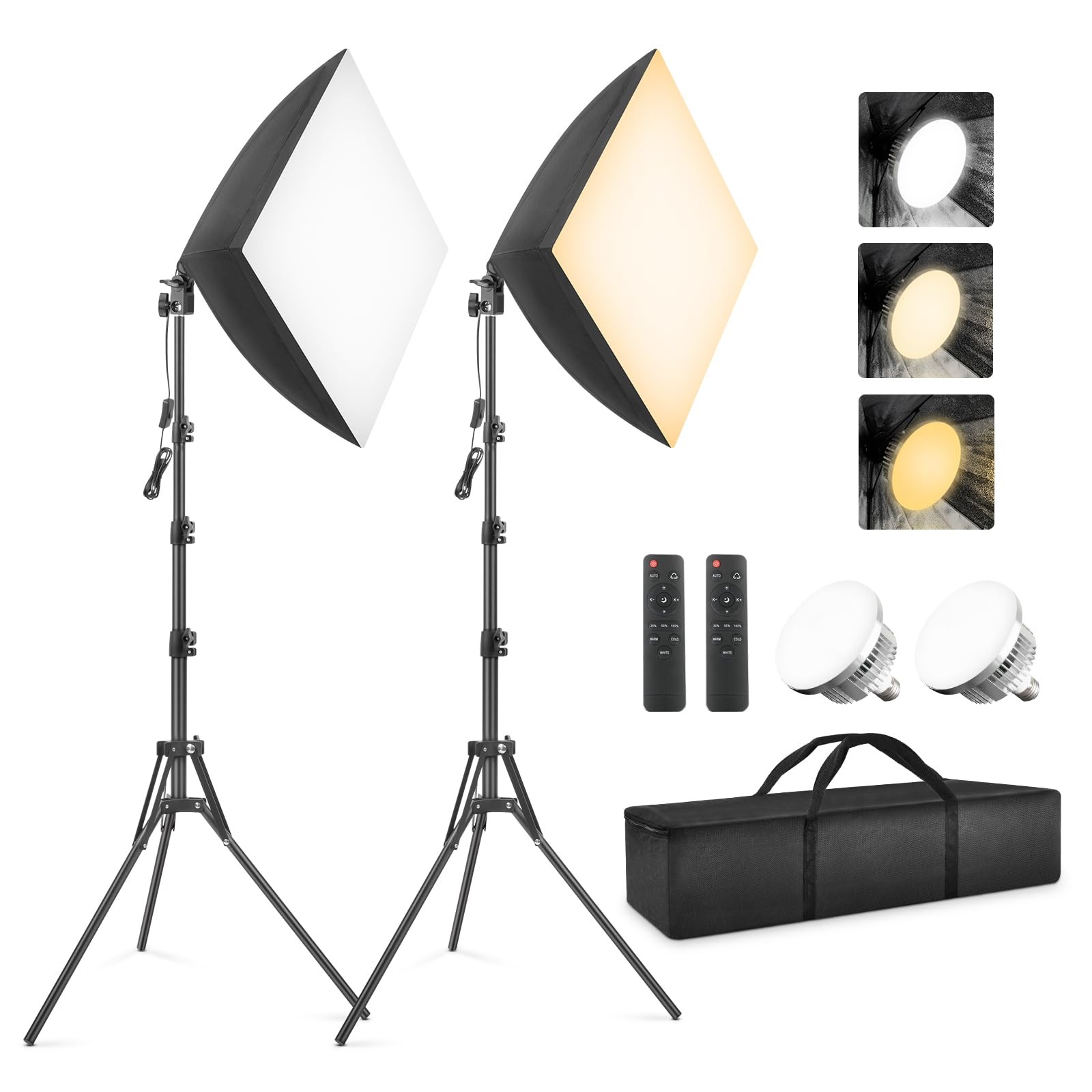 Softbox Lighting Kit 2 Pack, 85W Rotatable Soft Box Continuous Lighting with ...