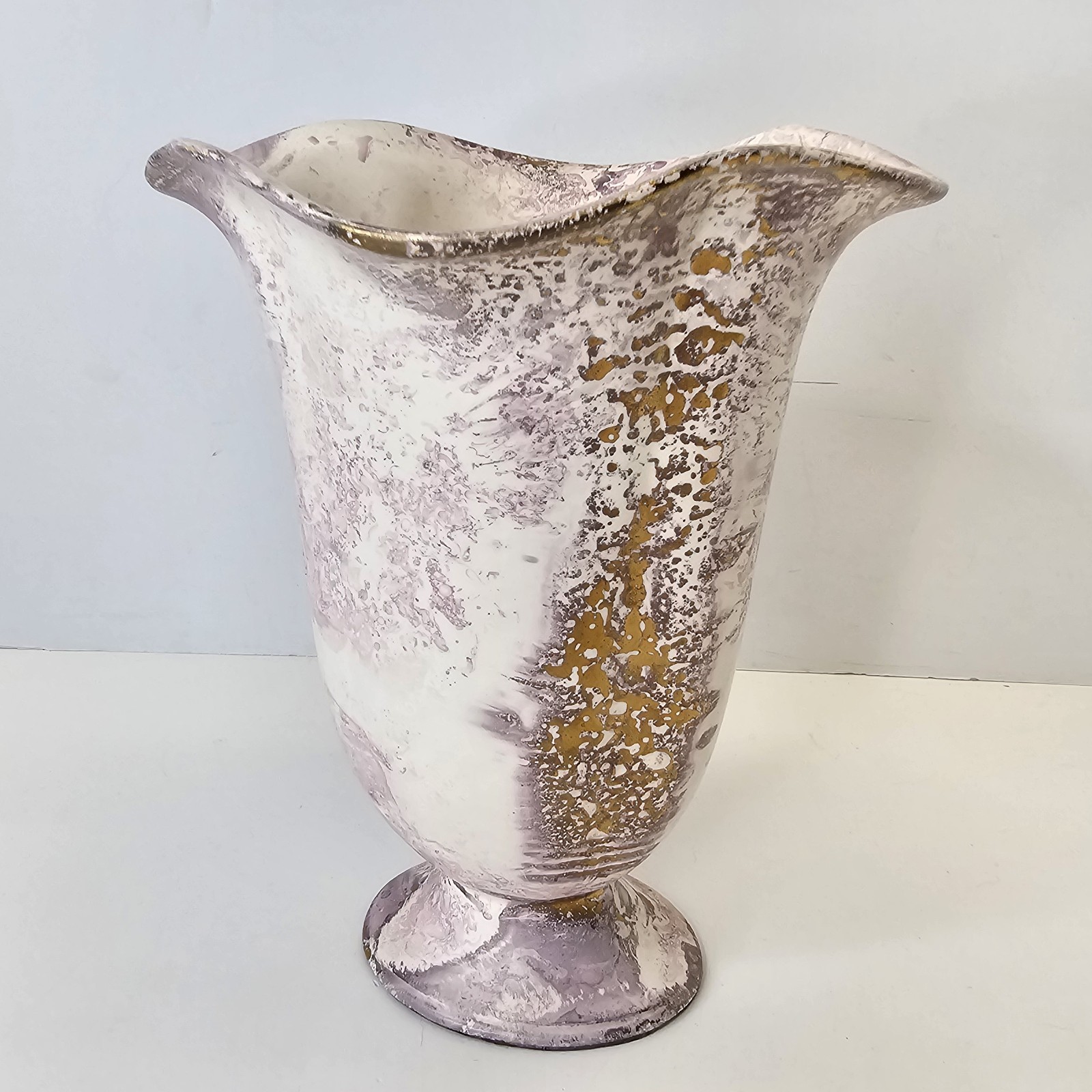 Vintage Sascha Brastoff (?)Mid Century Purple & Gold Surf 0235 Ballet Vase 8.5" 