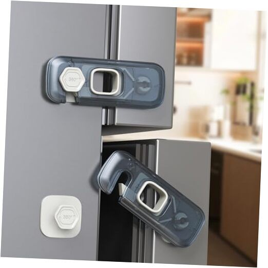 2-Pack Fridge Locks, Child Proof Refrigerator/Freezer Door 2 Pack(Clear-Blue)