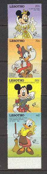 Lesotho 1992 Granada/Disney/Costumes 4v set ref:s5541