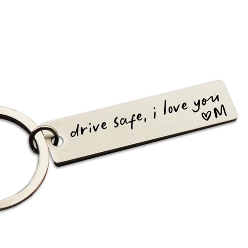 Key Chain Drive Safe I Love You Engraved Initial Personalized Gift for M